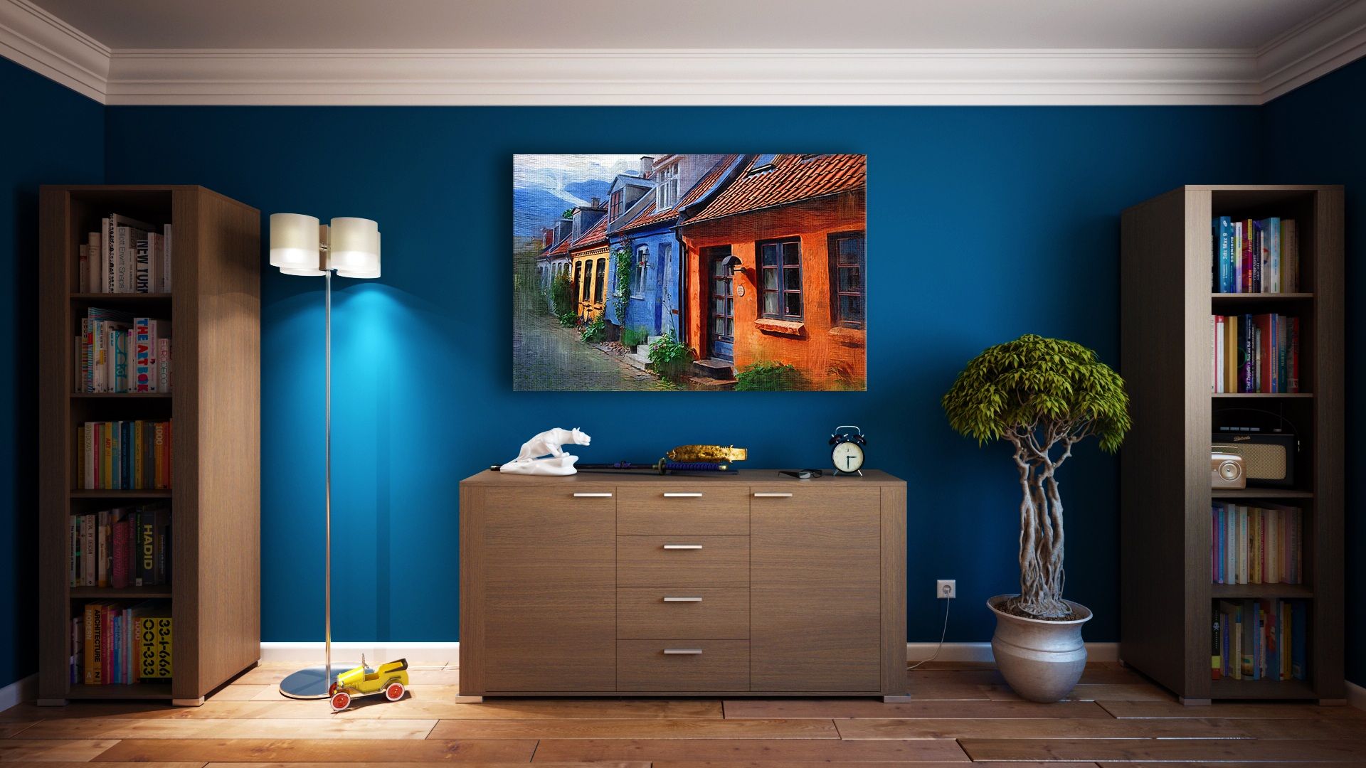 Image of a modern serviced apartment living room in Hong Kong with city view